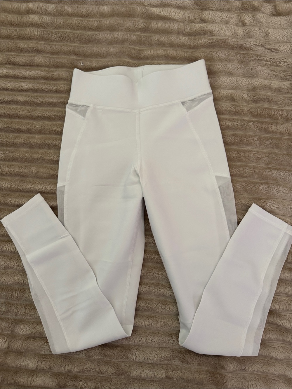 MICHI High-Waist White Mesh Leggings